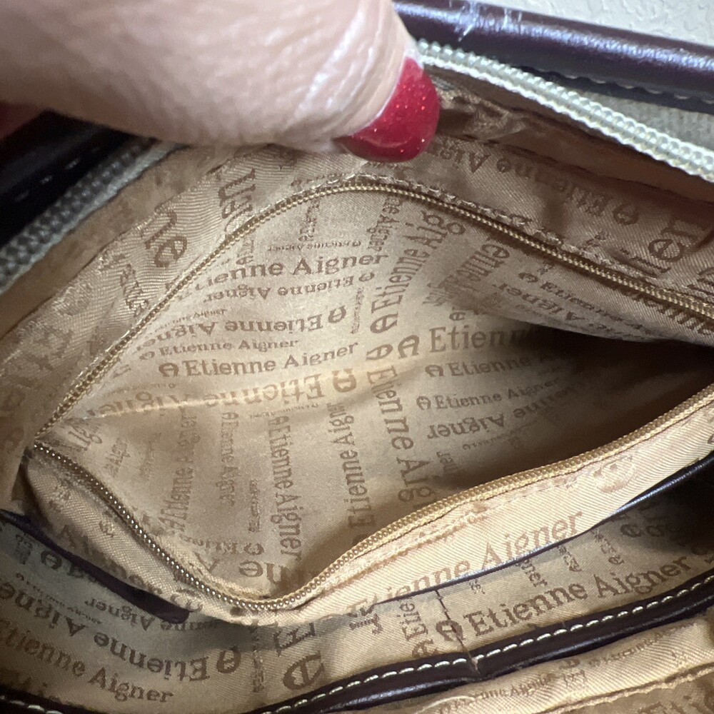 Etienne Aigner Vintage Classic Minimalist Brown And Beige Handbag Purse - Picture 10 of 15